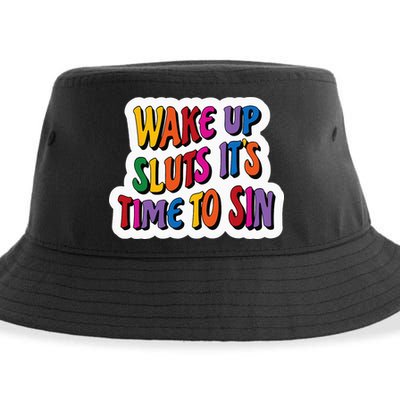 Funny PRIDE Flag Adult Wake up Sluts it's time to Sin Sustainable Bucket Hat