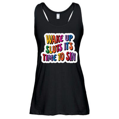 Funny PRIDE Flag Adult Wake up Sluts it's time to Sin Ladies Essential Flowy Tank