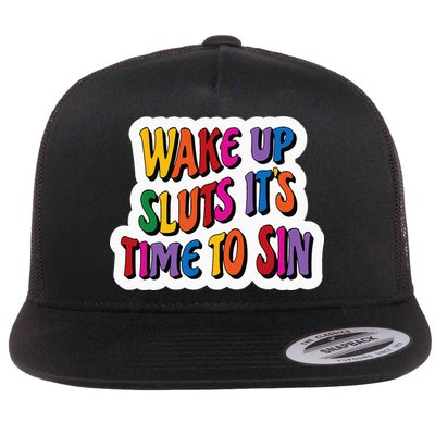 Funny PRIDE Flag Adult Wake up Sluts it's time to Sin Flatbill Hat