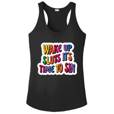 Funny PRIDE Flag Adult Wake up Sluts it's time to Sin Ladies PosiCharge Competitor Racerback Tank