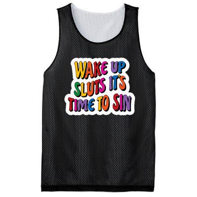 Funny PRIDE Flag Adult Wake up Sluts it's time to Sin Mesh Reversible Basketball Jersey Tank