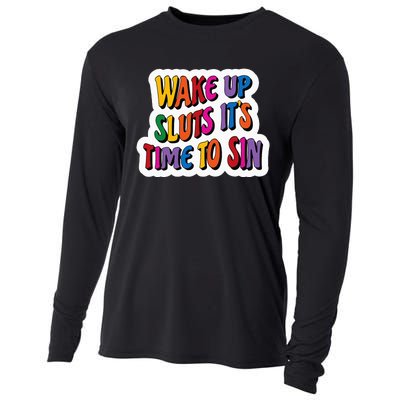 Funny PRIDE Flag Adult Wake up Sluts it's time to Sin Cooling Performance Long Sleeve Crew