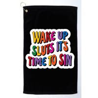 Funny PRIDE Flag Adult Wake up Sluts it's time to Sin Golf Towel