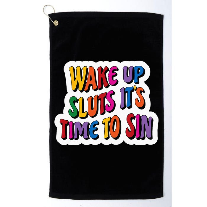 Funny PRIDE Flag Adult Wake up Sluts it's time to Sin Golf Towel