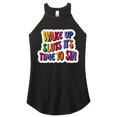 Funny PRIDE Flag Adult Wake up Sluts it's time to Sin Women's Perfect Tri Rocker Tank