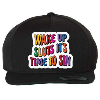 Funny PRIDE Flag Adult Wake up Sluts it's time to Sin Wool Snapback Cap