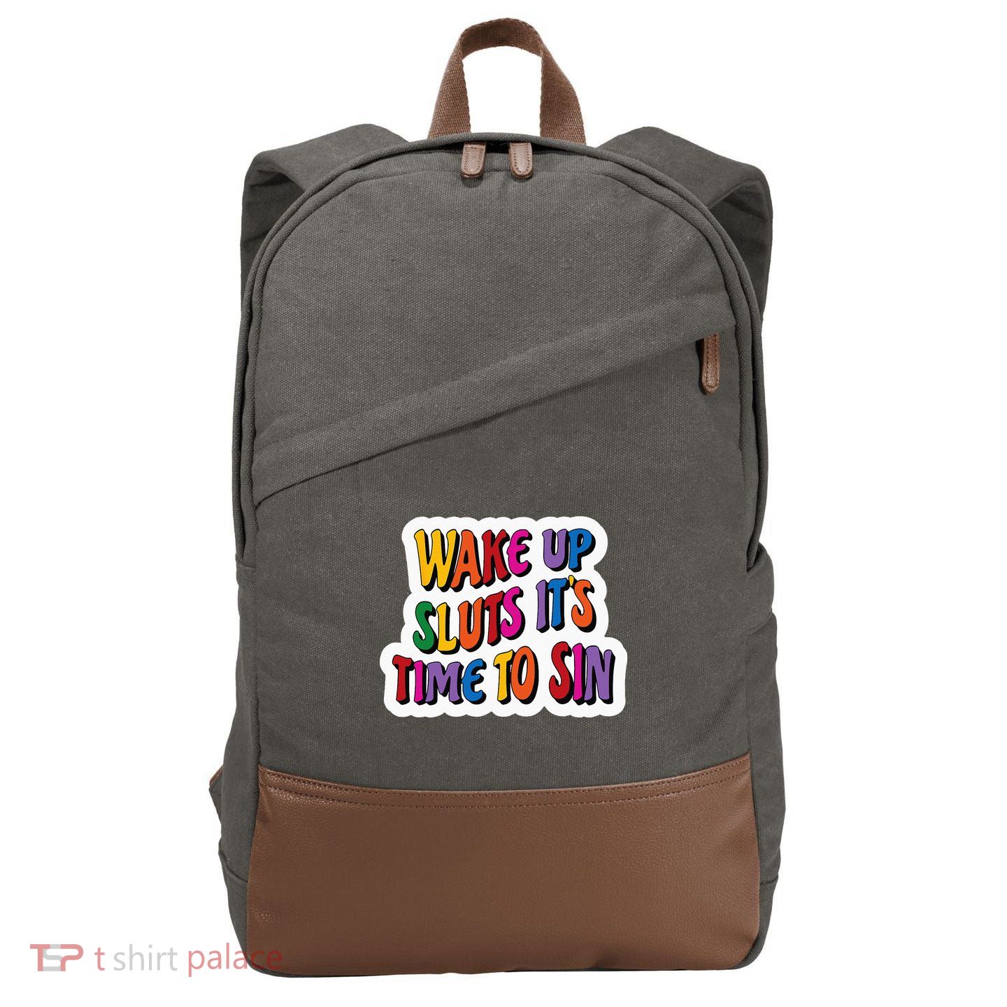 Funny PRIDE Flag Adult Wake up Sluts it's time to Sin Cotton Canvas Backpack