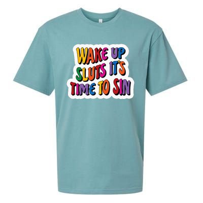 Funny PRIDE Flag Adult Wake up Sluts it's time to Sin Sueded Cloud Jersey T-Shirt