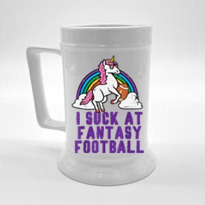 Funny Pink Fantasy Football Loser Unicorn Beer Stein