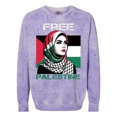 Free Palestine Flag Save Gaza Strip Palestinian Colorblast Crewneck Sweatshirt