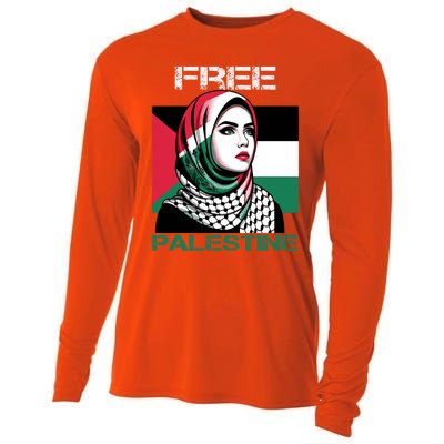 Free Palestine Flag Save Gaza Strip Palestinian Cooling Performance Long Sleeve Crew