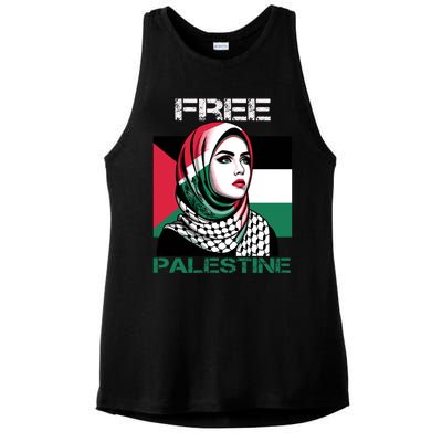 Free Palestine Flag Save Gaza Strip Palestinian Ladies PosiCharge Tri-Blend Wicking Tank