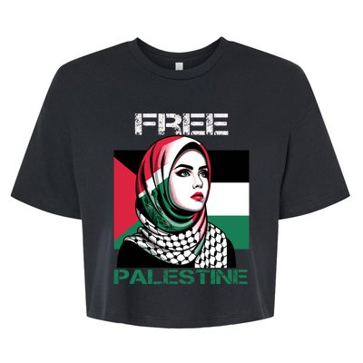 Free Palestine Flag Save Gaza Strip Palestinian Bella+Canvas Jersey Crop Tee