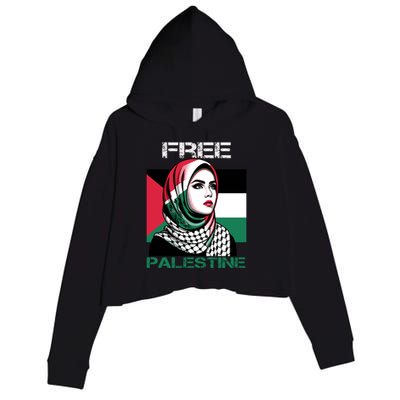 Free Palestine Flag Save Gaza Strip Palestinian Crop Fleece Hoodie