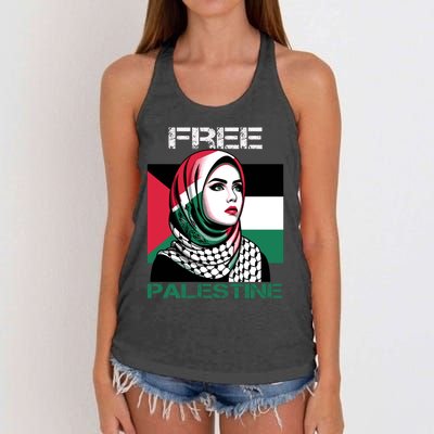 Free Palestine Flag Save Gaza Strip Palestinian Women's Knotted Racerback Tank