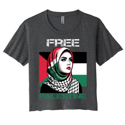 Free Palestine Flag Save Gaza Strip Palestinian Women's Crop Top Tee