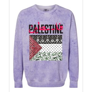 Free Palestine Free Gaza Flag Colorblast Crewneck Sweatshirt