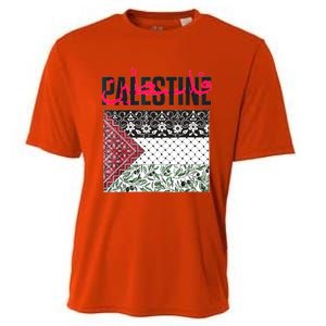 Free Palestine Free Gaza Flag Cooling Performance Crew T-Shirt