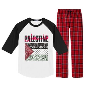 Free Palestine Free Gaza Flag Raglan Sleeve Pajama Set