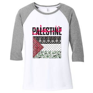 Free Palestine Free Gaza Flag Women's Tri-Blend 3/4-Sleeve Raglan Shirt