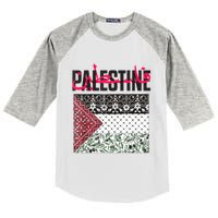 Free Palestine Free Gaza Flag Kids Colorblock Raglan Jersey