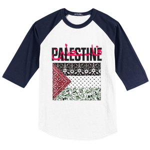 Free Palestine Free Gaza Flag Baseball Sleeve Shirt