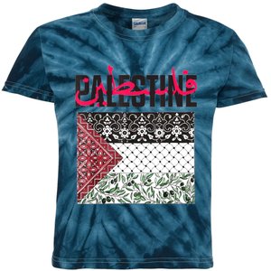 Free Palestine Free Gaza Flag Kids Tie-Dye T-Shirt