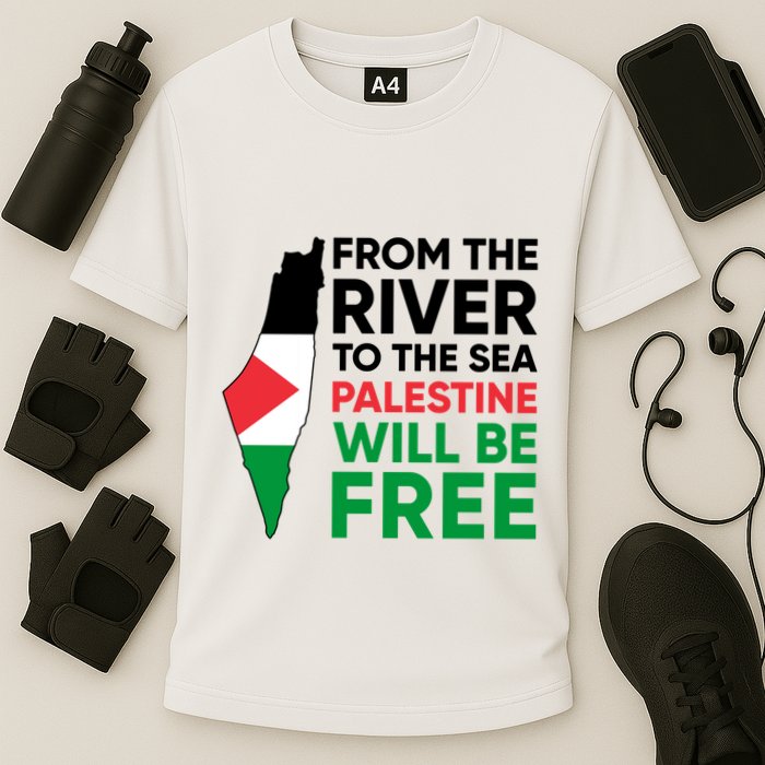 Free Palestine Flag I Stand With Palestine Free Palestine Cooling Performance Crew T-Shirt