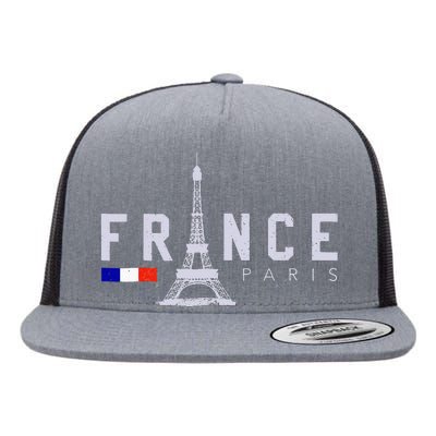 France Paris French Flag Eiffel Tower Souvenir Gift Flat Bill Trucker Hat