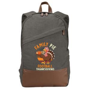 Family Pie Football Thanksgiving Turkey Gift Cotton Canvas Backpack