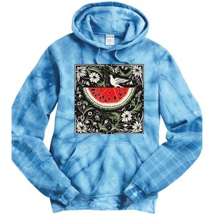 Free Palestine Fruits Watermelon Map Tie Dye Hoodie