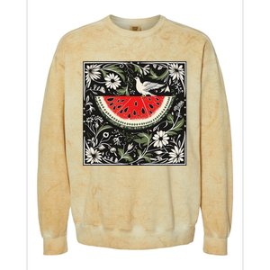 Free Palestine Fruits Watermelon Map Colorblast Crewneck Sweatshirt