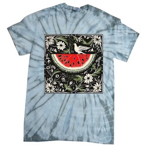 Free Palestine Fruits Watermelon Map Tie-Dye T-Shirt