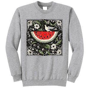 Free Palestine Fruits Watermelon Map Tall Sweatshirt