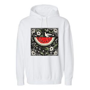 Free Palestine Fruits Watermelon Map Garment-Dyed Fleece Hoodie