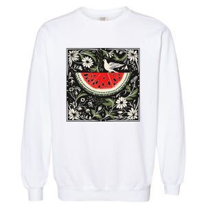 Free Palestine Fruits Watermelon Map Garment-Dyed Sweatshirt