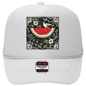 Free Palestine Fruits Watermelon Map High Crown Mesh Back Trucker Hat