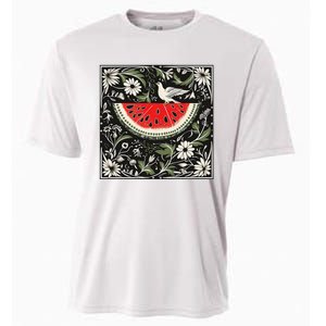 Free Palestine Fruits Watermelon Map Cooling Performance Crew T-Shirt