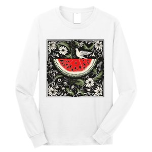 Free Palestine Fruits Watermelon Map Long Sleeve Shirt