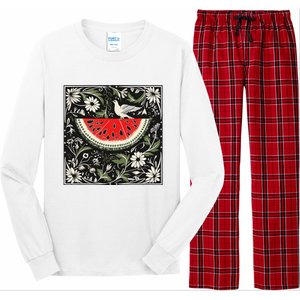 Free Palestine Fruits Watermelon Map Long Sleeve Pajama Set