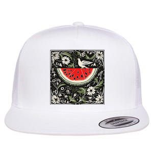 Free Palestine Fruits Watermelon Map Flat Bill Trucker Hat