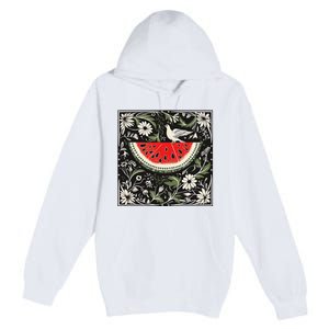 Free Palestine Fruits Watermelon Map Premium Pullover Hoodie