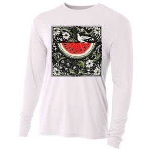 Free Palestine Fruits Watermelon Map Cooling Performance Long Sleeve Crew