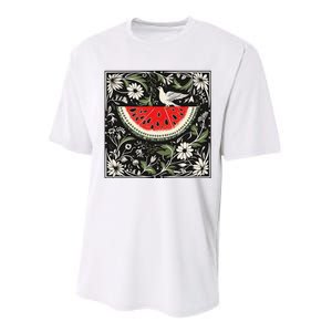 Free Palestine Fruits Watermelon Map Performance Sprint T-Shirt