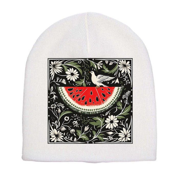 Free Palestine Fruits Watermelon Map Short Acrylic Beanie