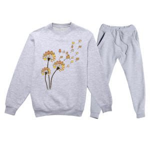 Funny Pomeranian Flower Fly Dandelion Dog Lover Premium Crewneck Sweatsuit Set