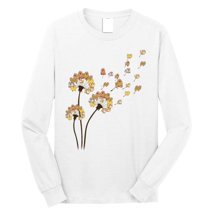 Funny Pomeranian Flower Fly Dandelion Dog Lover Long Sleeve Shirt