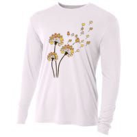 Funny Pomeranian Flower Fly Dandelion Dog Lover Cooling Performance Long Sleeve Crew