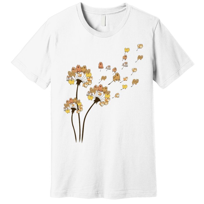 Funny Pomeranian Flower Fly Dandelion Dog Lover Premium T-Shirt