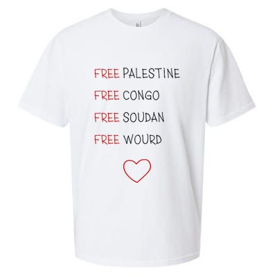 Free Palestine Free Congo Free Soudan Free World Sueded Cloud Jersey T-Shirt